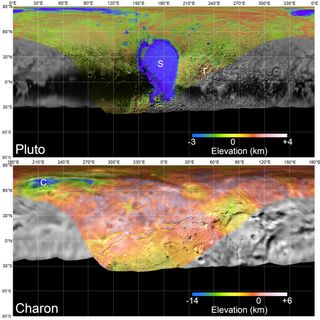 In July 2015, the New Horizons spacecraft took the first close observations of Pluto and Charon, which later became these maps.