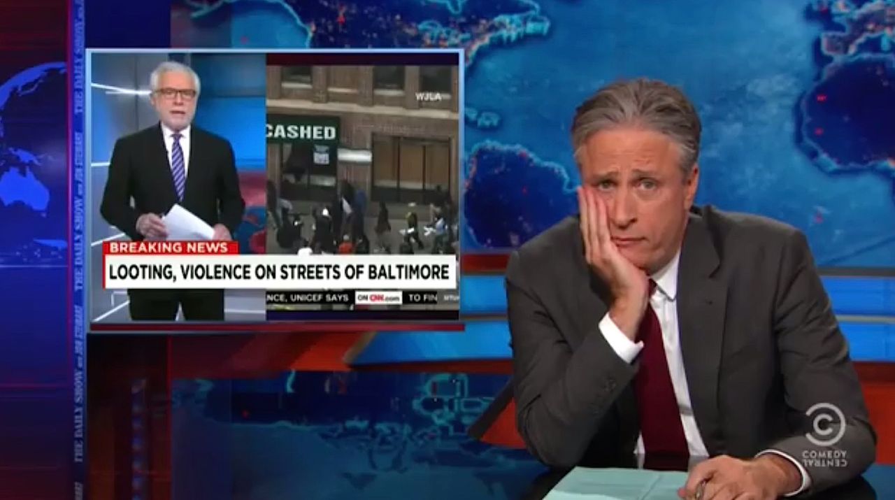 Jon Stewart sighs over CNN&amp;#039;s Baltimore amnesia