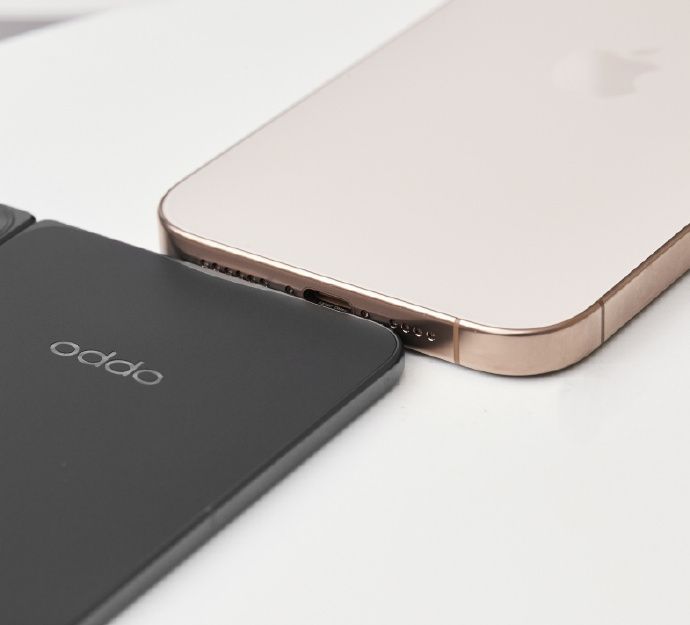 Oppo Find N5 side by side with an iPhone