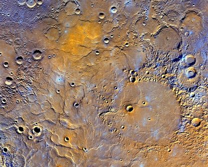 The cratered surface of Mercury's north pole