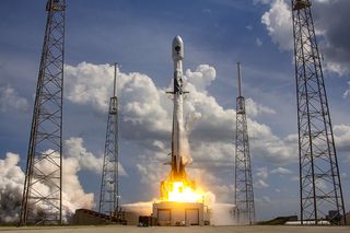 A SpaceX Falcon 9 rocket launches the GPS III-SV03 mission for the U.S. Space Force on June 30, 2020.