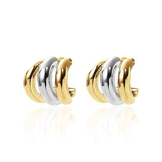 Abilith Silver and Gold Triple Hoops Earrings for Women Trendy Two Tone Hoop 18k Chunky Gold Earrings (silver and Gold)
