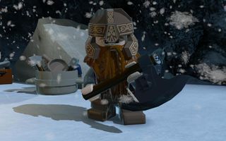 Best Lord of the Rings games — Gimli brandishes his axe in Lego The Lord of the Rings