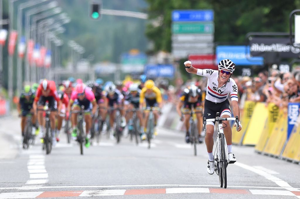 Peter Kennaugh held off the sprinters on stage 1 of the 2015 Dauphine
