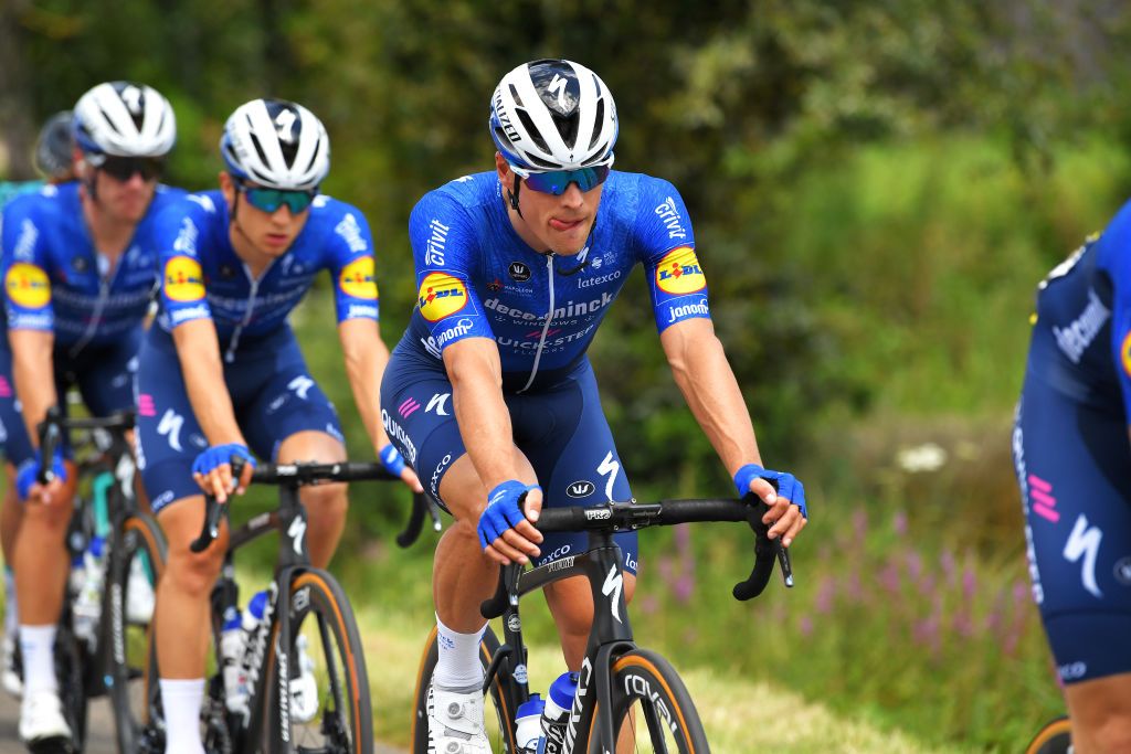 BOURGENBRESSE FRANCE JULY 29 Stijn Steels of Belgium and Team Deceuninck QuickStep during the 33rd Tour de lAin 2021 Stage 1 a 1391km stage from Parc des Oiseaux to BourgenBresse 237m tourdelain on July 29 2021 in BourgenBresse France Photo by Luc ClaessenGetty Images