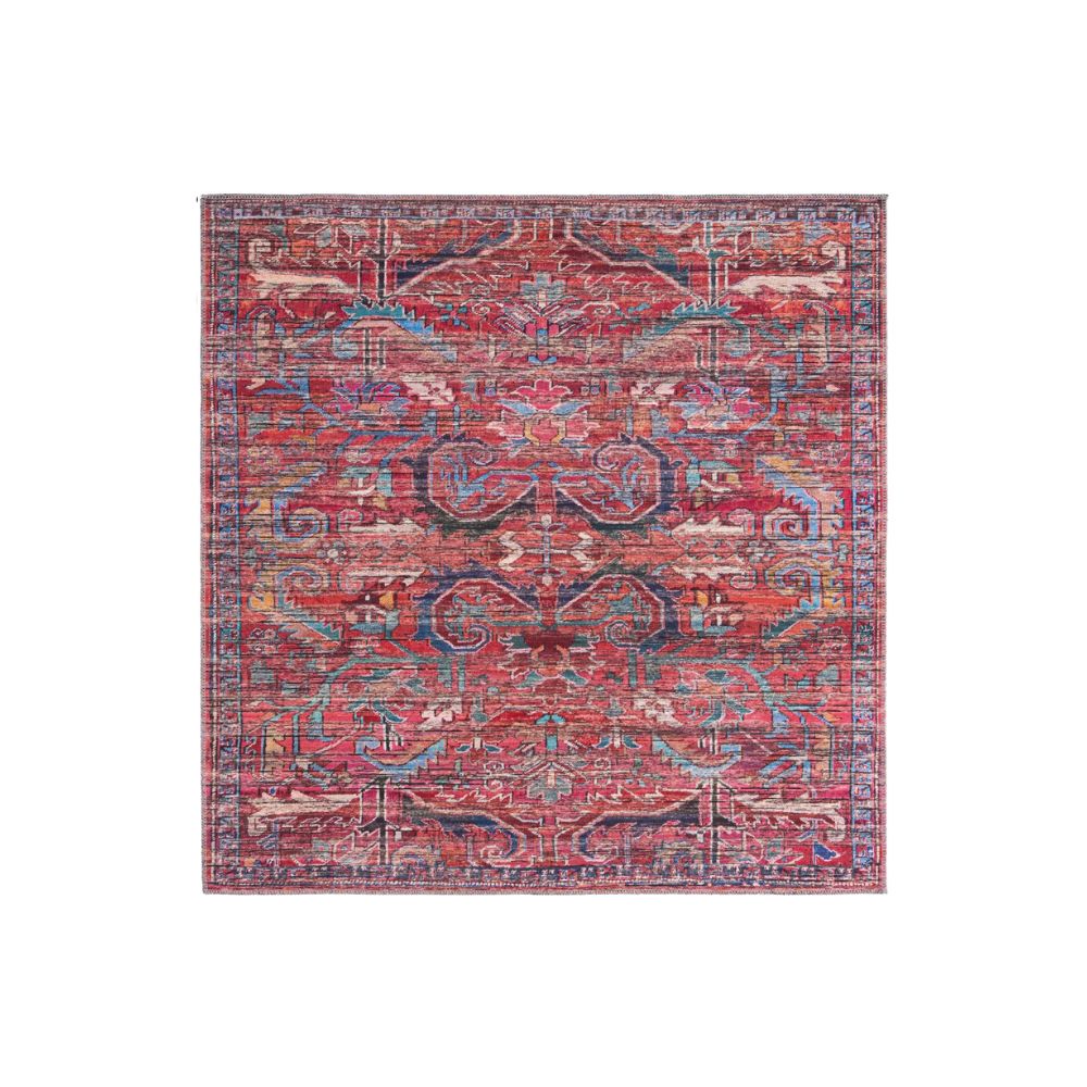 Square red traditional rug