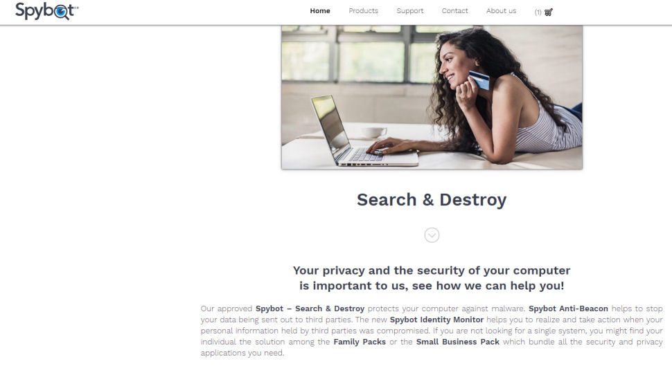 Website screenshot of SpyBot Search & Destroy