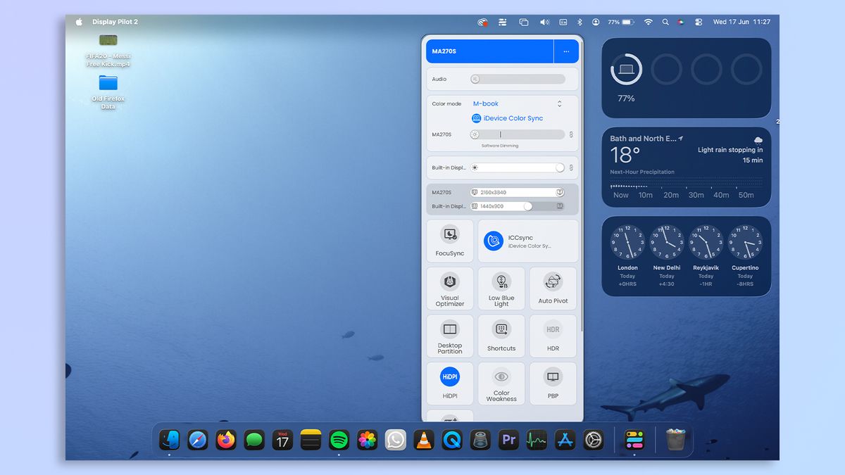 A screenshot showing the Display Pilot 2 app on MacBook
