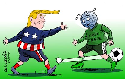 Political Cartoon U.S. World Cup Trump free trade war