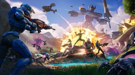 Fortnite Chapter 6: Season 4 key art showing characters fighting off a horde of bugs.