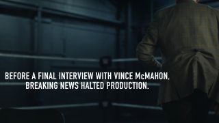 Vince McMahon walking out of the ring in the Mr. McMahon docuseries.