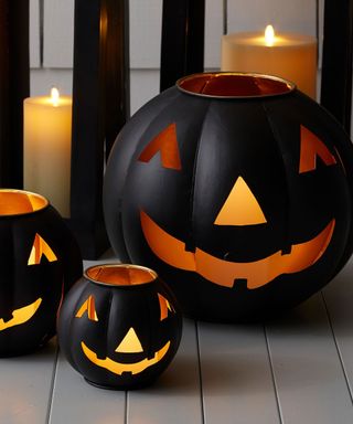 Metal pumpkin lanterns