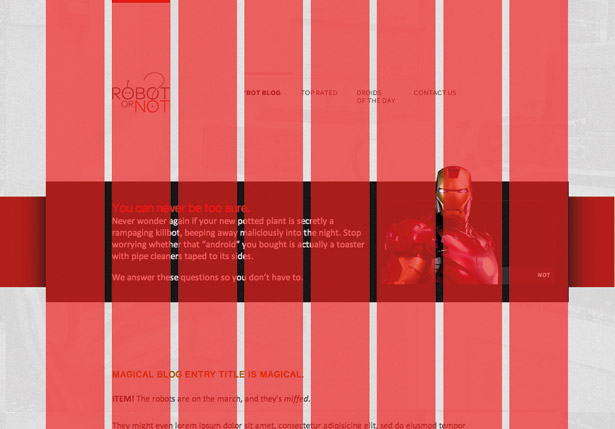 The design for our robot site is modest, and so is the eight column grid that it’s based on