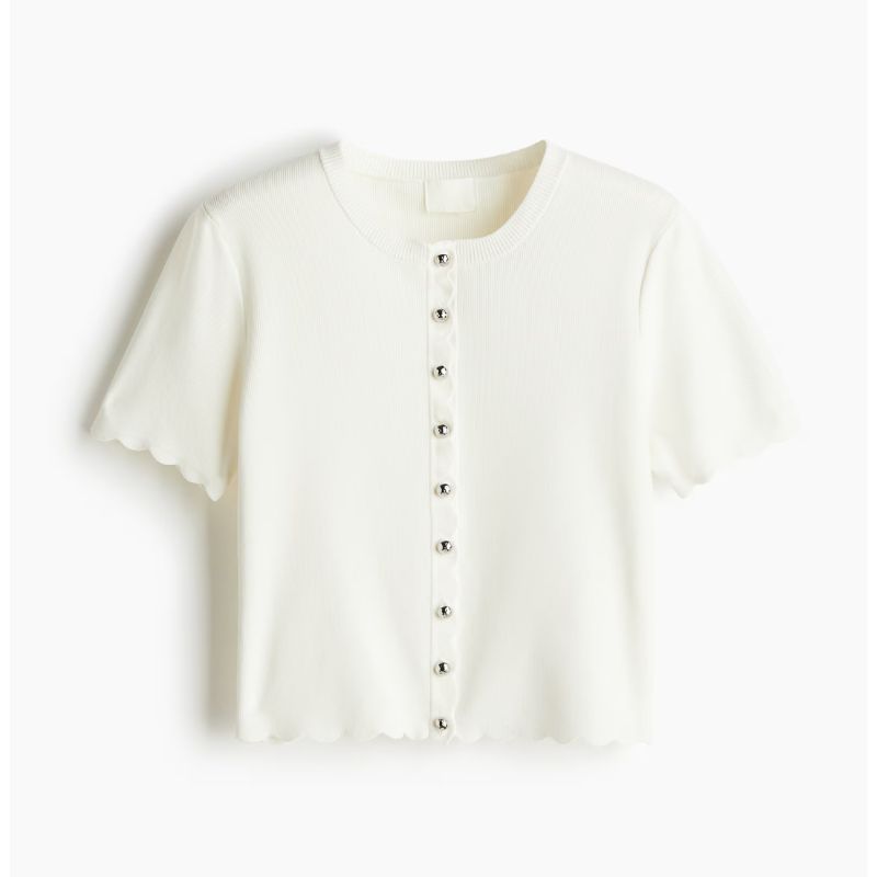 H&amp;amp;M, Scalloped Fine-Knit Cardigan