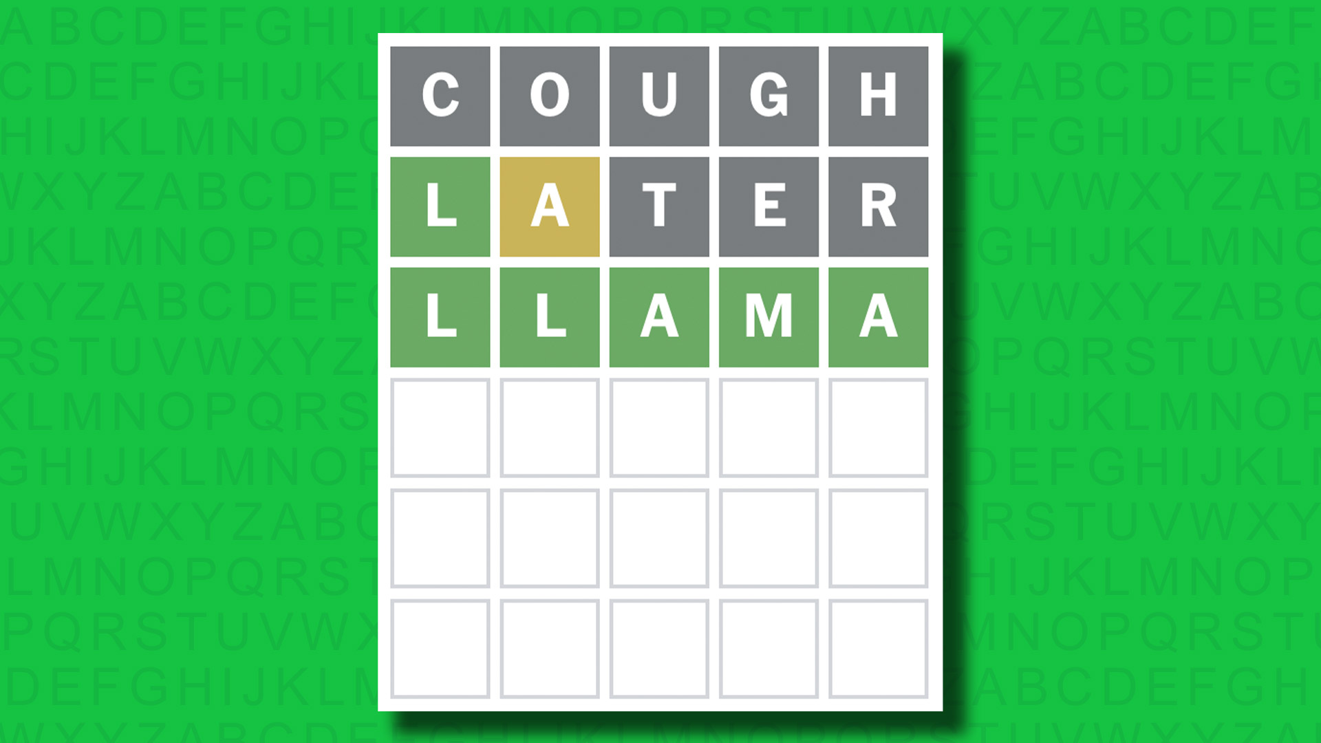 NYT Wordle answer for game 1523 on a green background