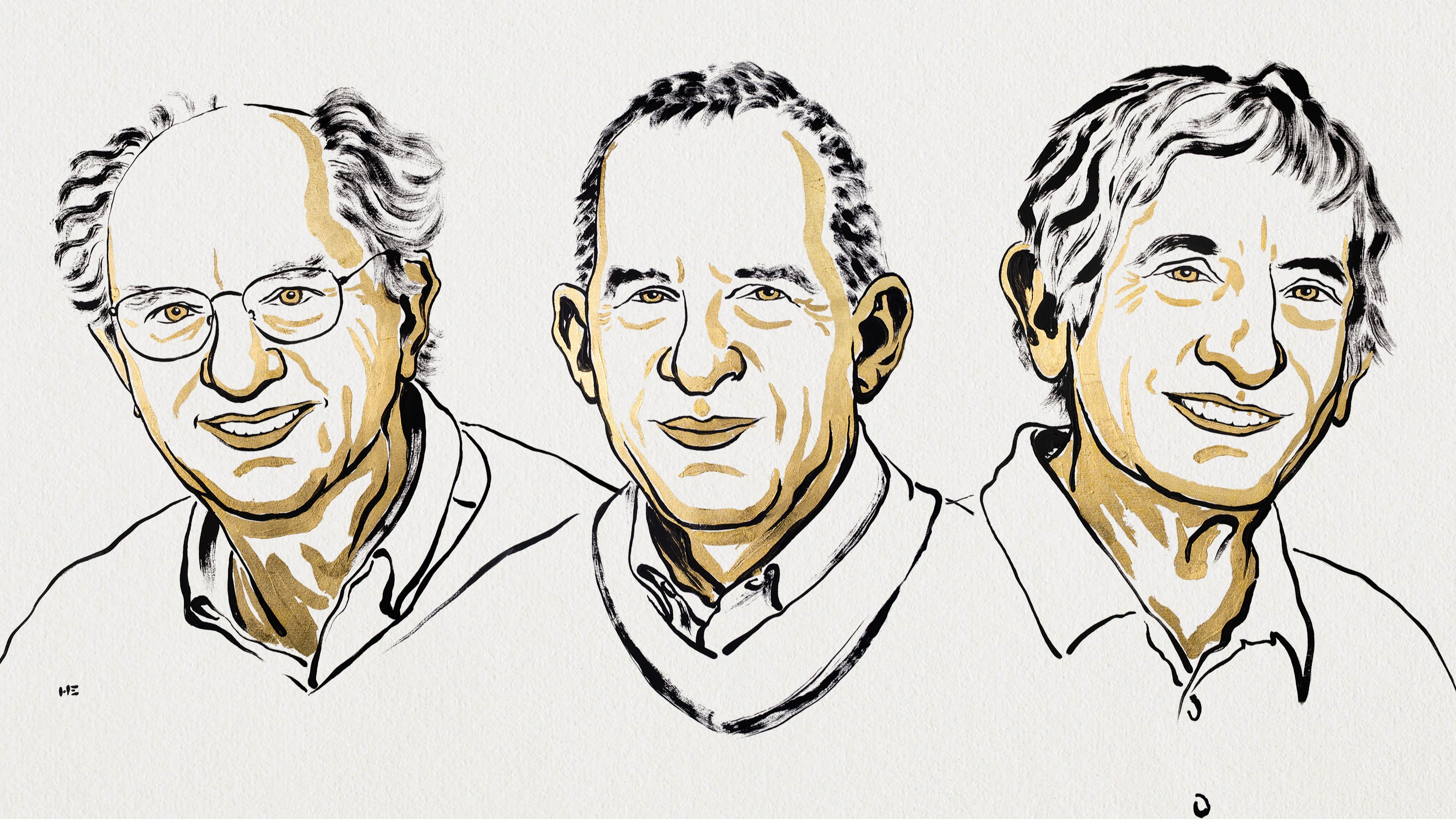 The 2025 Nobel Prize winners in physics, illustrated left to write, John Clarke, Michel H. Devoret and John M. Martinis.