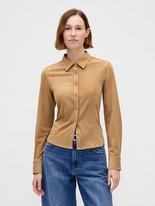 Vegan Suede Fitted Shirt