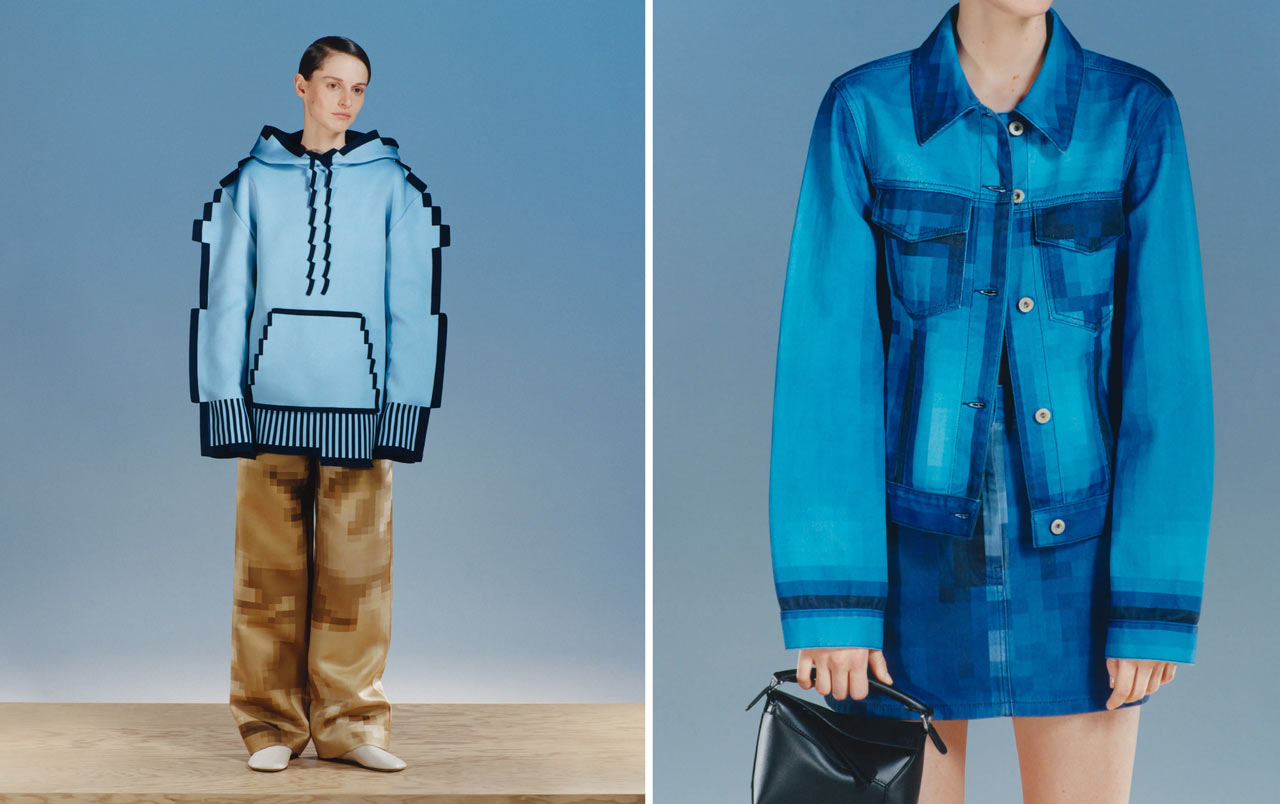 Loewe SS23 Pixelige Kleidung und Accessoires