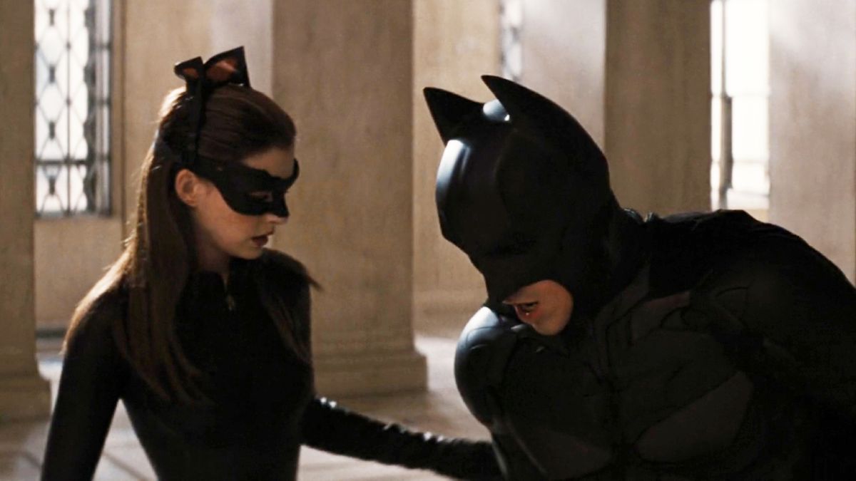 Anne Hathaway and Christian Bale in The Dark Knight Rises