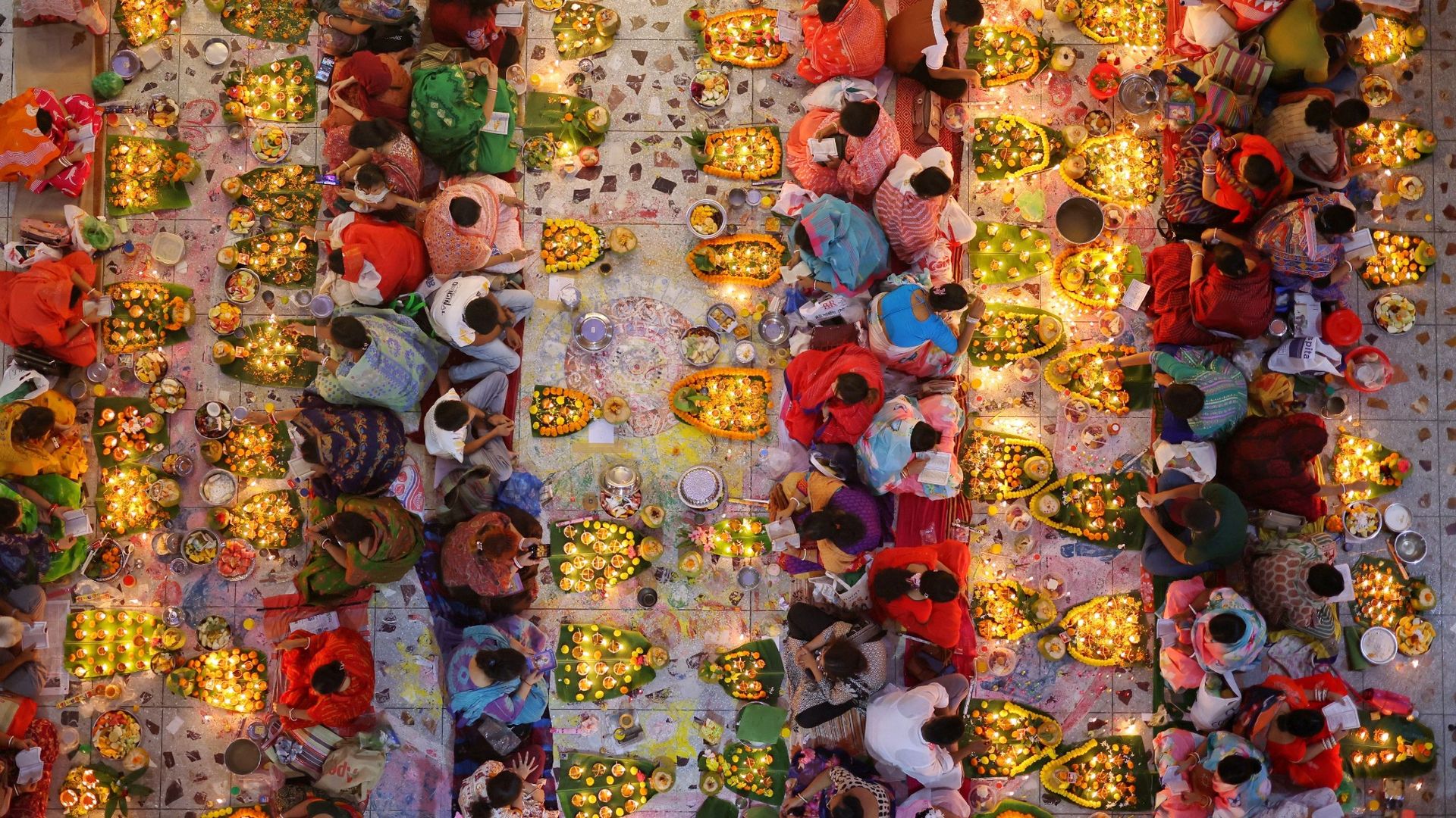 
                                Hindu devotees gather during the annual Rakher Upobash festival in Dhaka, Bangladesh
                            