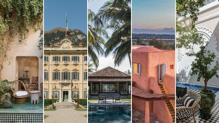 a montage of some of the worlds best villas, lodges and courtyards