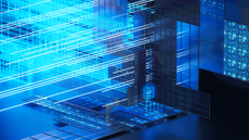 complex technological infrastructure in a three-dimensional rendering