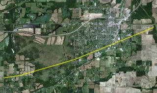 The path of the tornado that struck Harrisburg, Ill.