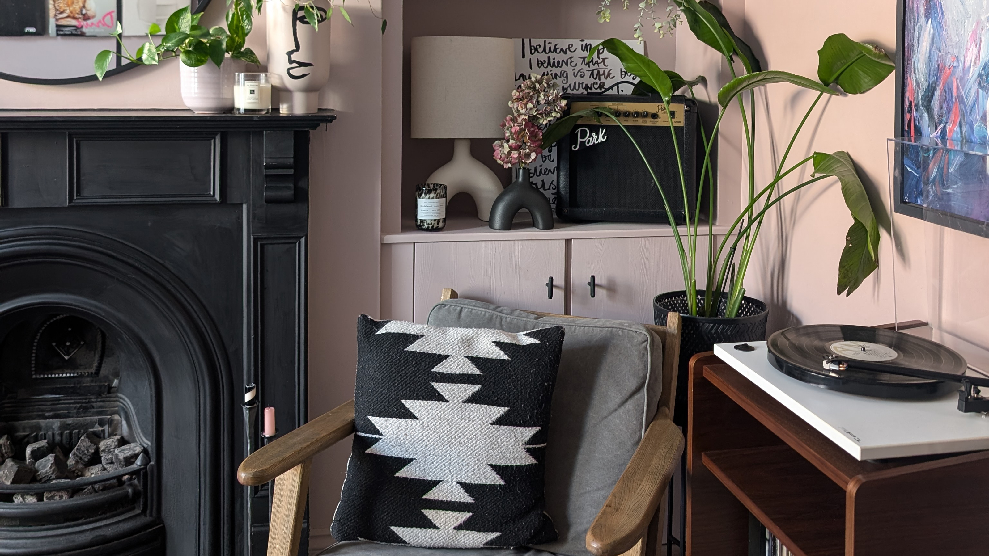 pink living room