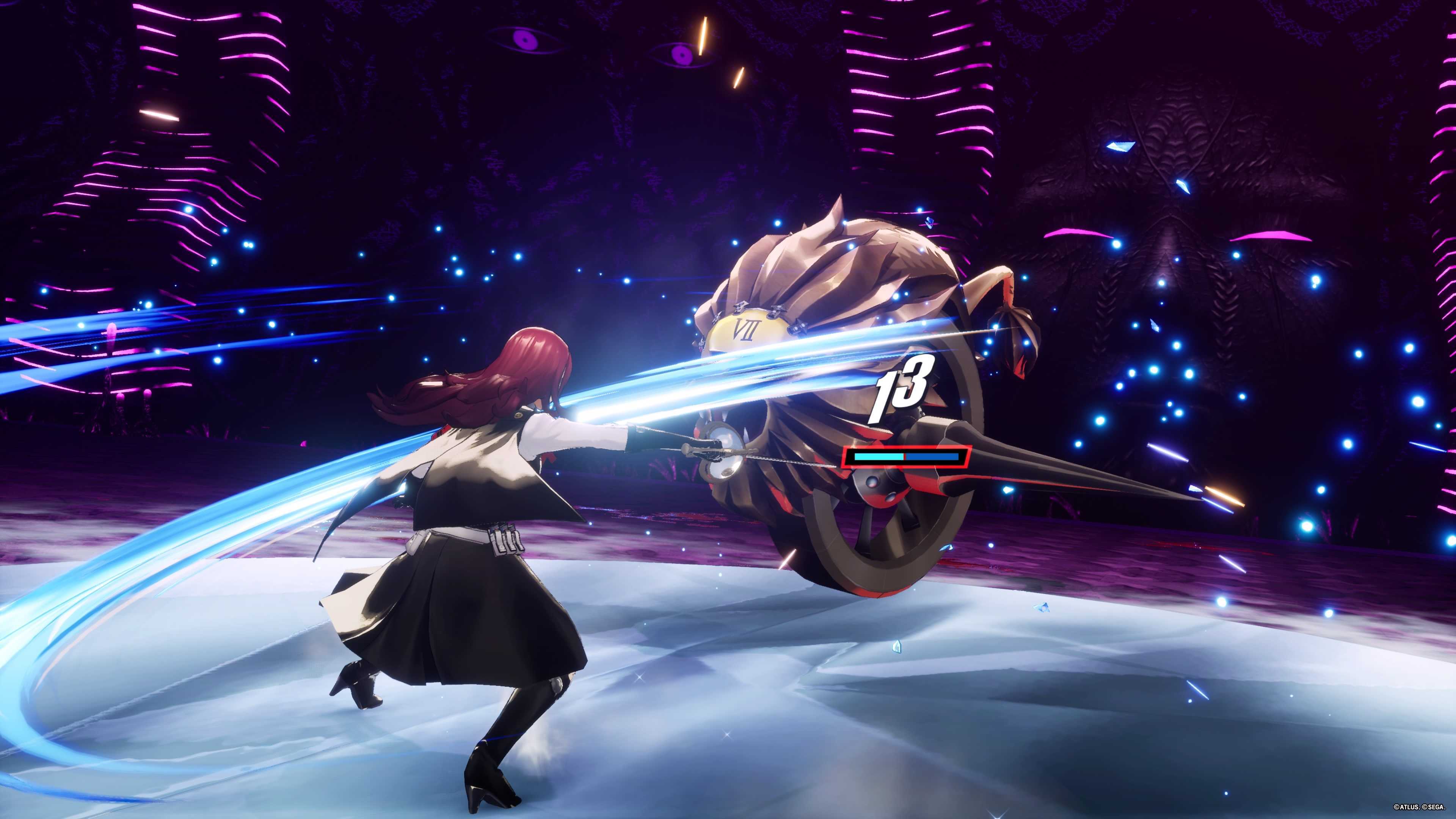 Mitsuru Kirijo attacking an enemy in Persona 3 Reload.