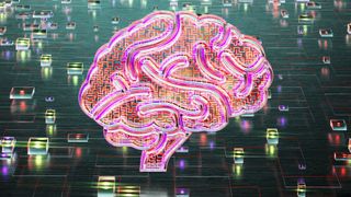 An AI "brain" in a technological world. 