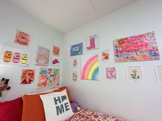 College dorm wall with art