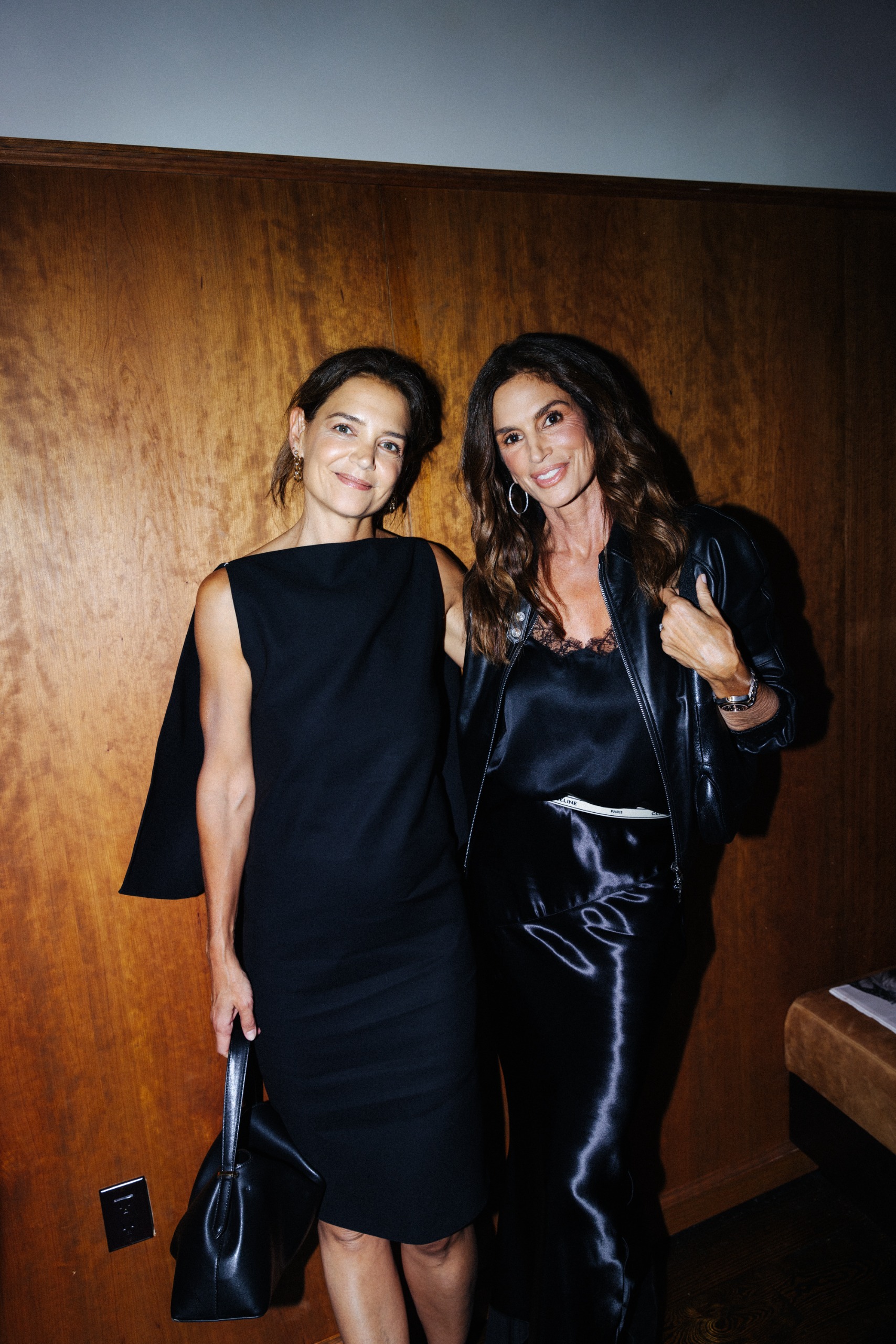 Katie Holmes and Cindy Crawford at a Net-a-Porter party for New York Fashion Week
