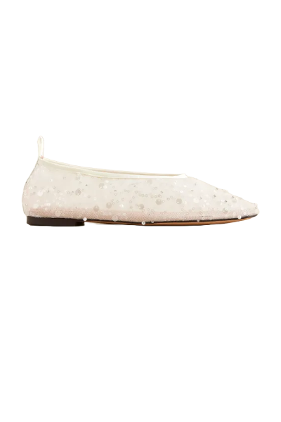 J.Crew, Quinn Embellished Ballet Flats in Mesh (Were $280) 