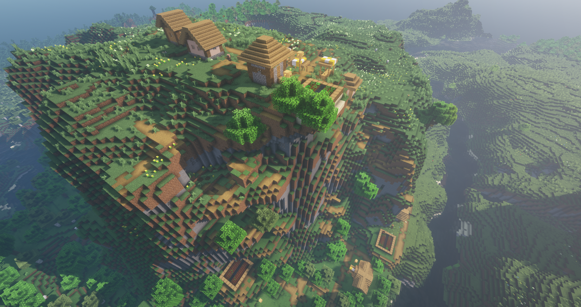 Minecrfat village on top of a plains plateau