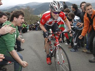 Defending Vuelta Ciclista al Pais Vasco champion Chris Horner (RadioShack) on the decisive Alto de la Antigua ascent.