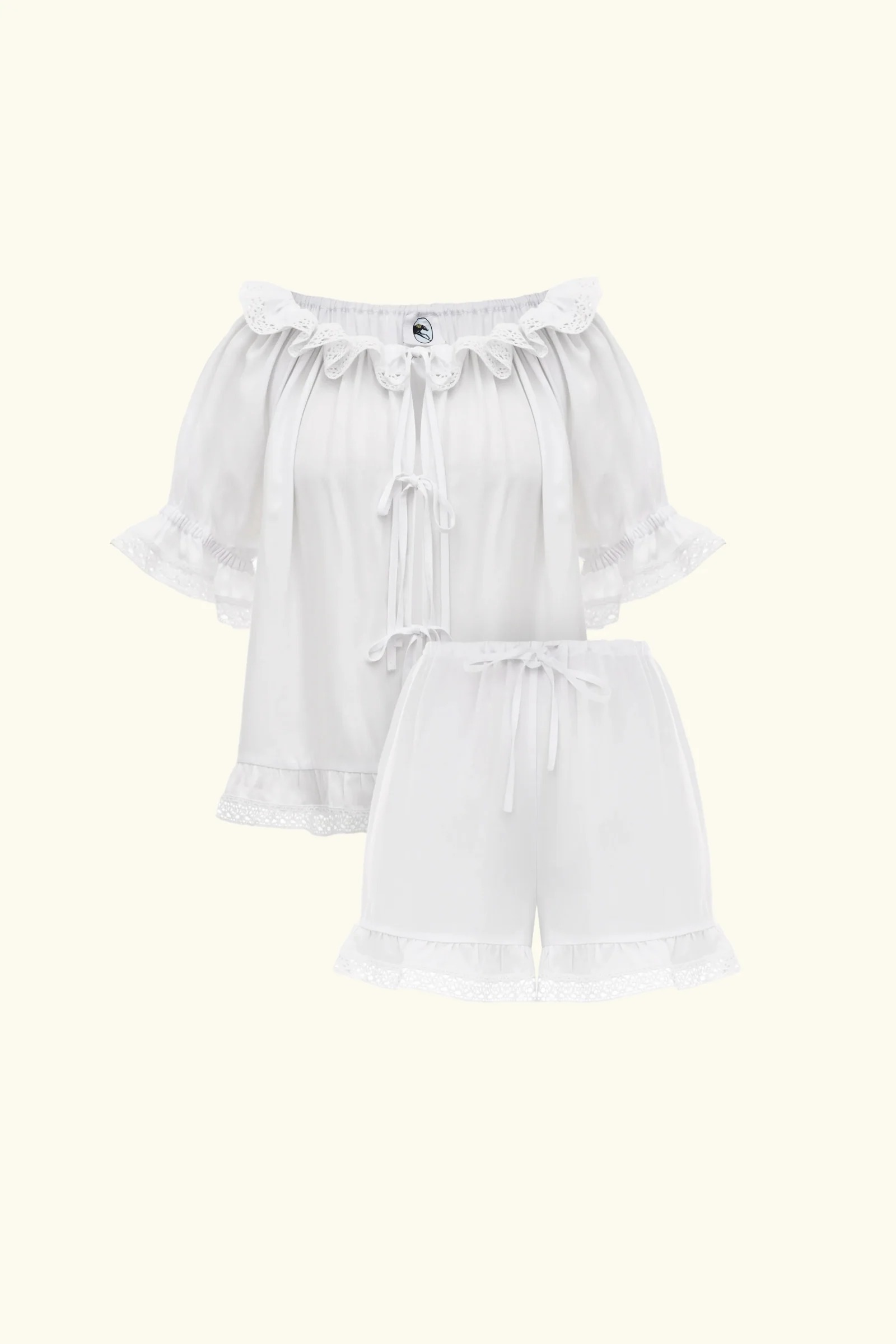 Sleeper, Romantica Lounge Set with Shorts in White