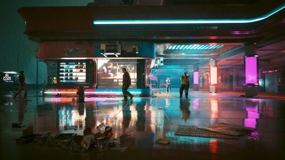 Cyberpunk 2077 (PS5 Pro) screenshots showing ray tracing and PSSR 2