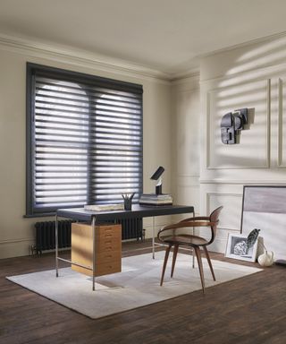 Piroutte blind window treatment in modern home office by Thomas Sanderson