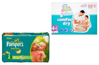 Asda Little Angels comfort dry and Pampers Baby-Dry nappies