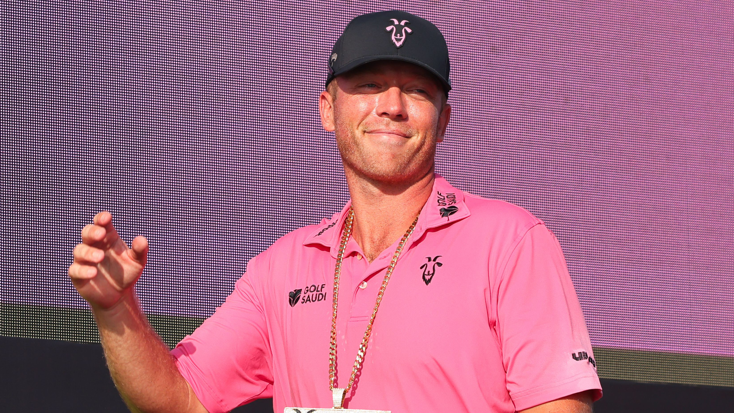 Talor Gooch celebrates winning the LIV Golf Individual Championship