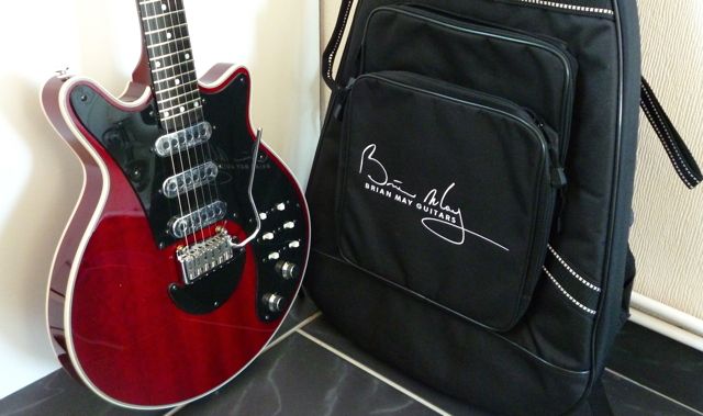 The BM guitar and black gigbag