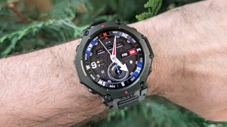 Close-up of the Amazfit T-Rex 3 Pro rugged smartwatch