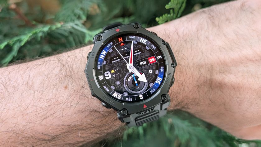 Close-up of the Amazfit T-Rex 3 Pro rugged smartwatch