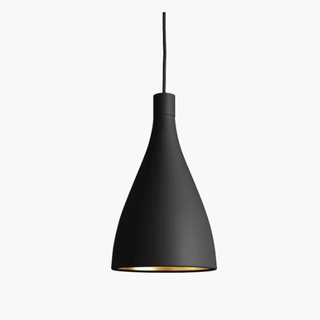 black down turned ceiling pendant with gold interior