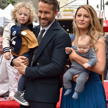 Actors Ryan Reynolds and Blake Lively with daughters James Reynolds and Ines Reynolds attend the ceremony honoring Ryan Reynolds with a Star on the Hollywood Walk of Fame on December 15, 2016 in Hollywood, California.