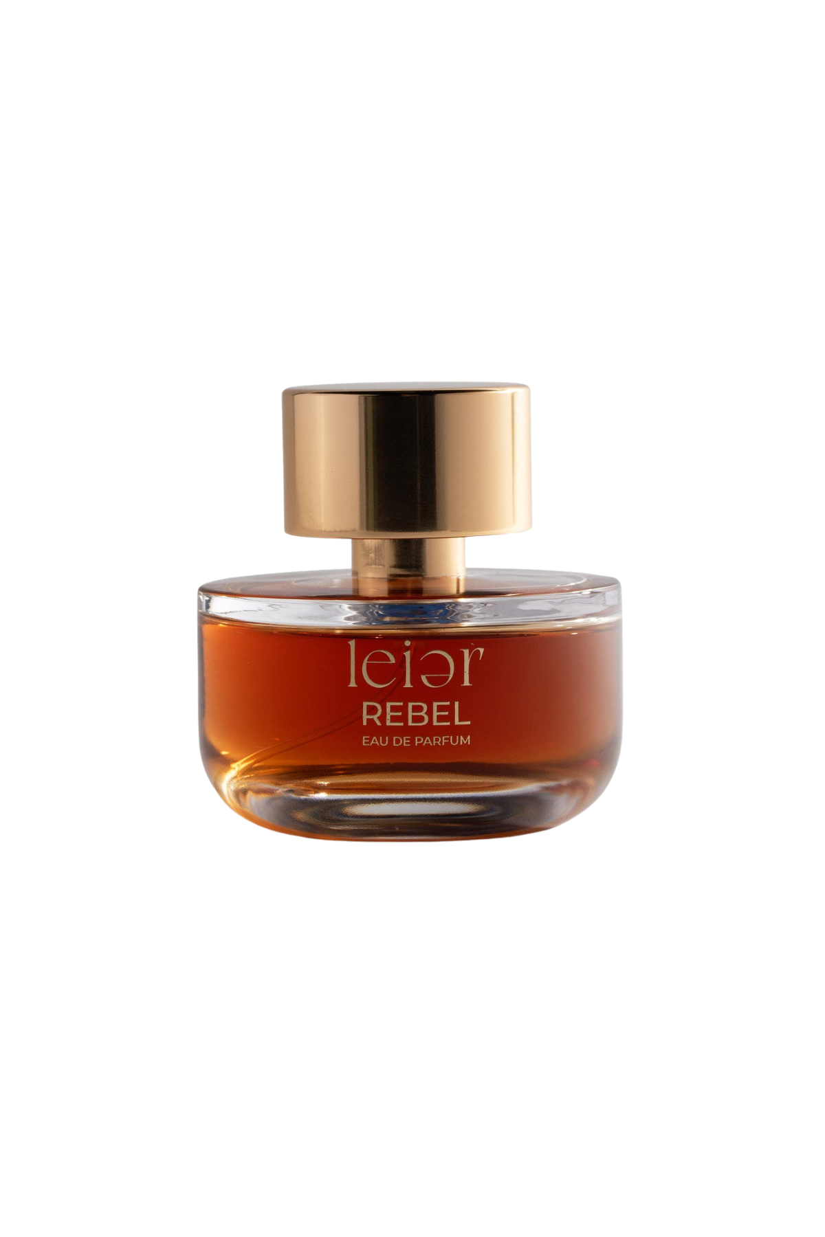 A bottle of LEIER Rebel fragrance.