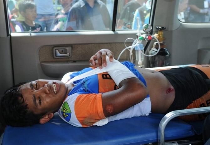 Jamalidin Novardianto was taken away via ambulance following the crash