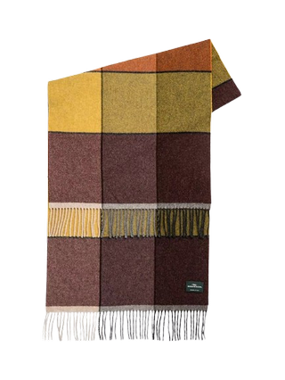 Rodd & Gunn Jackson Street 100% Wool Scarf in orange and brown check