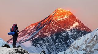 Everest at sunset from the Gokyo valley.