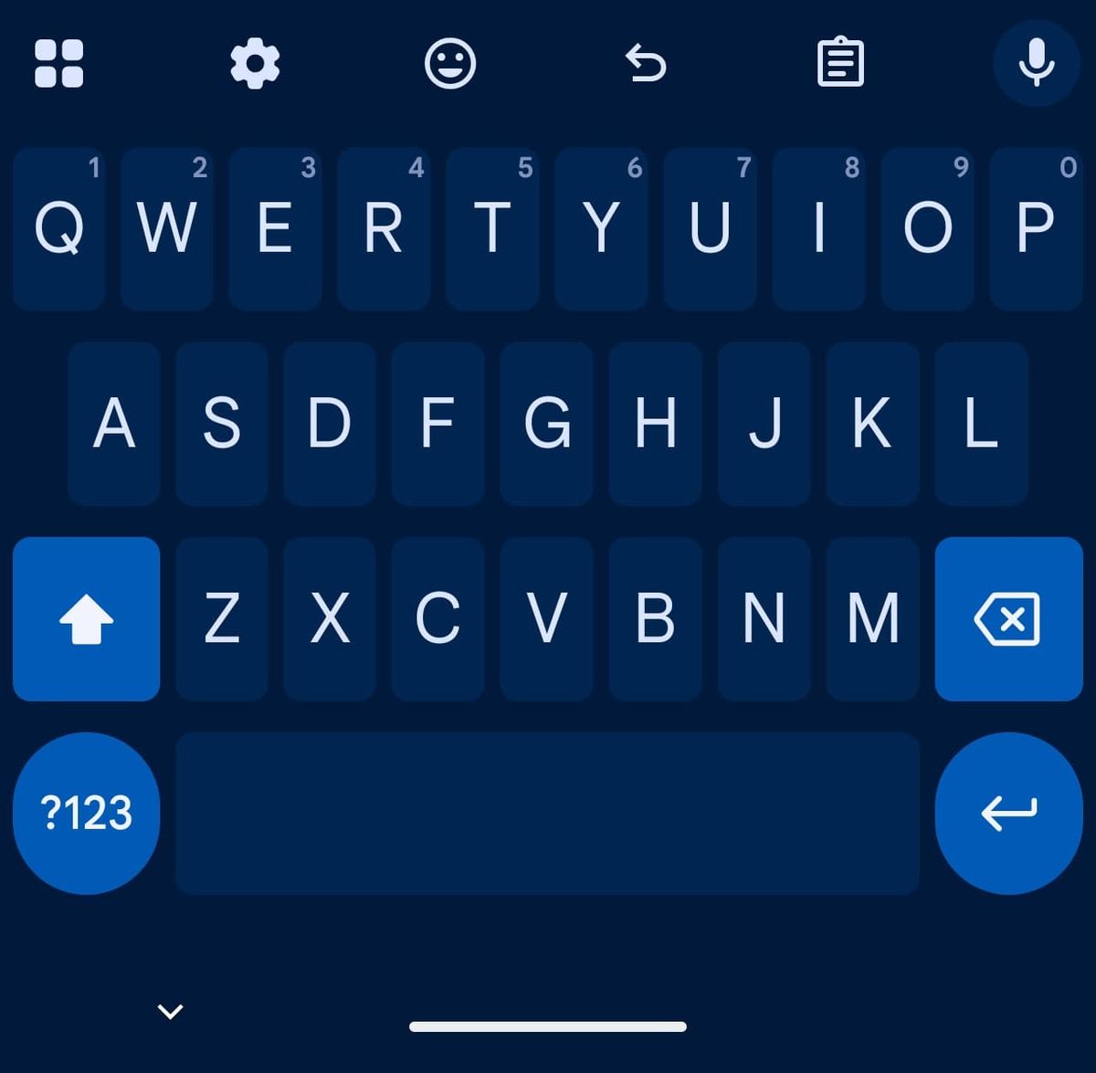Gboard layout without the period and comma keys